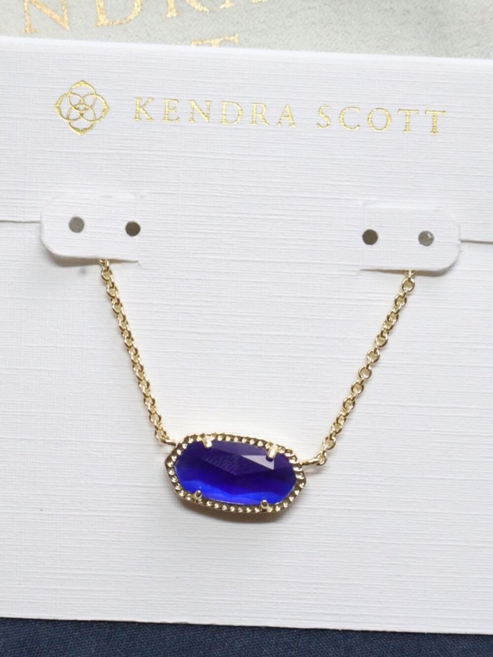 Kendra Scott Elisa Gold Cobalt Cat's Eye Pendant Necklace